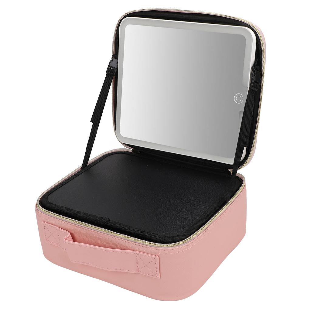 Portable LED Makeup Bag Multipurpose Stylish Large Capacity 3 Color Lights Dimmable Travel Makeup Bag with LED Mirror