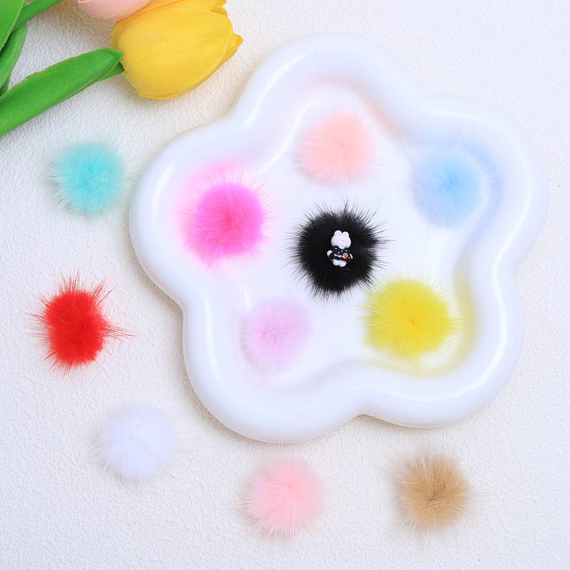 Colorful Mink Hair Ball Handmade DIY Jewelry Versatile Hairpin Accessories