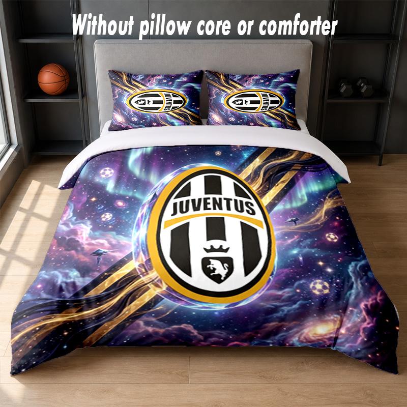 Juventus FC Design Bed Bedding Set 1 Duvet Cover + 2 Pillowcases Soft Breathable Household Bed Linens