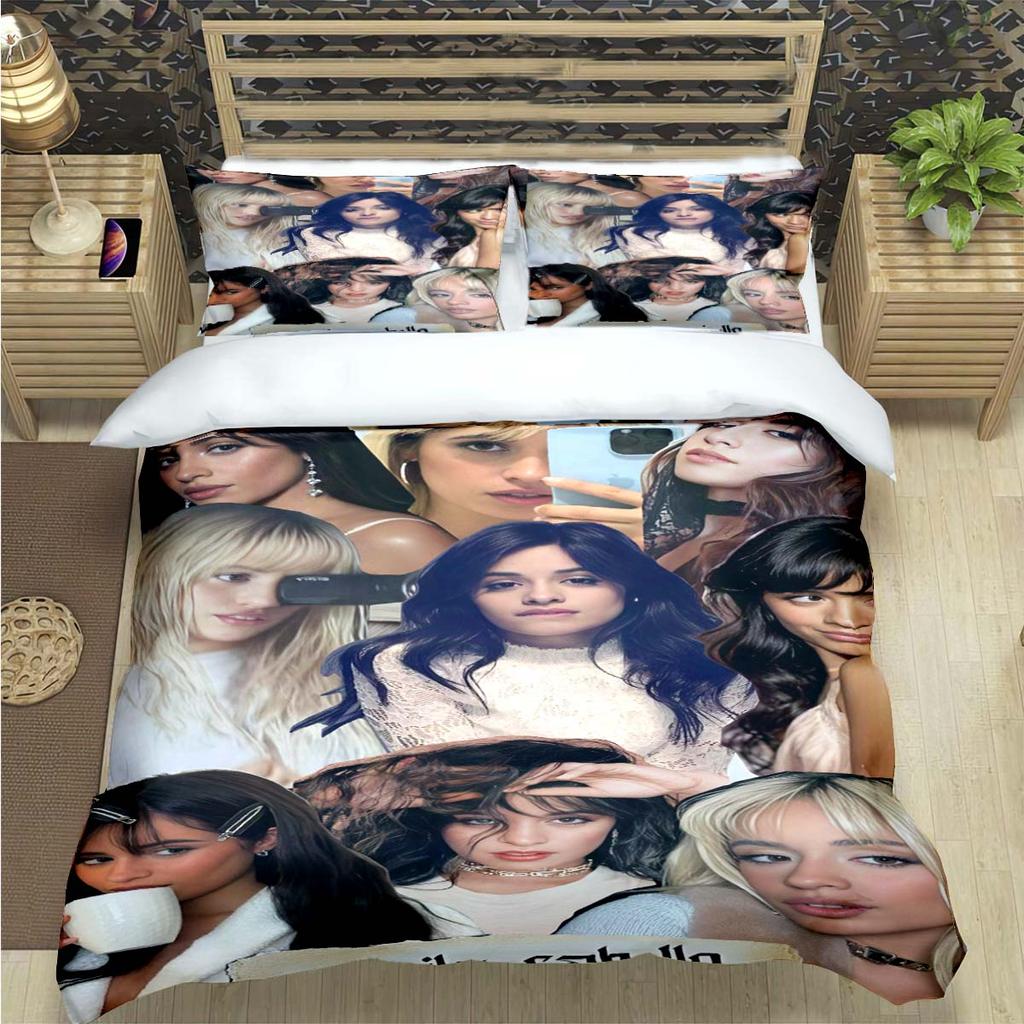 Popular Famous Singer C-Camila Cabello Print Bedding Sets Bed Supplie Set Comforter Set Teens Girls Twin Single Kid Gift