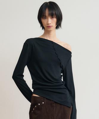 SIS A Off-Shoulder Asymmetrical Long Sleeve [Black]