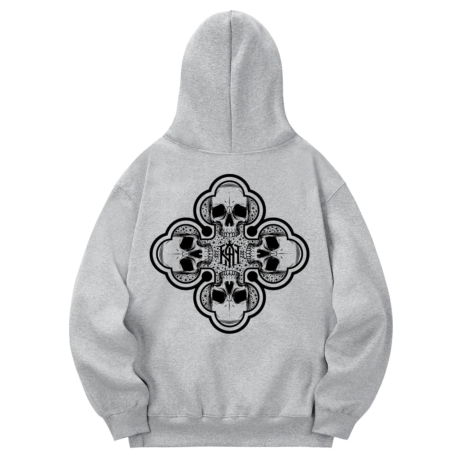Khan 6312 Khg0127 Худи с подкладкой из флиса Skull Gang 322 - Серый L