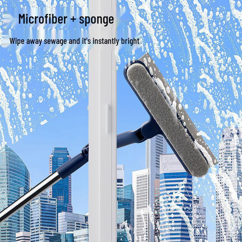 Dwustronny Wycierak do Okien Wysokich z Obrotową Długą Rączką i Zintegrowaną Skrobaczką