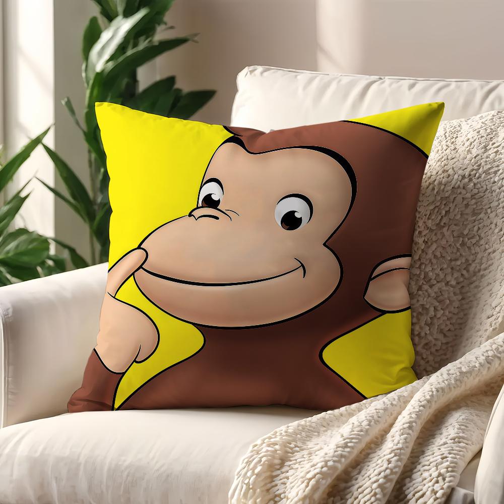 Cartoon C-Curious Affe G-George Kissenbezug Kissenbezug Dekoration Zimmer Haus Sofa Wohnzimmer Büro Auto Nordische Schlichtheit