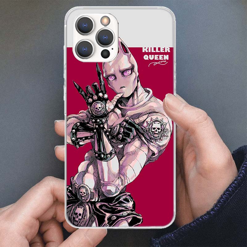 Anime JoJo Killer Queen Phone Case For Apple iPhone 16 15 14 13 12 11 Pro Max Mini XS XR X 7 Plus 8 + SE Soft Silicone Print She