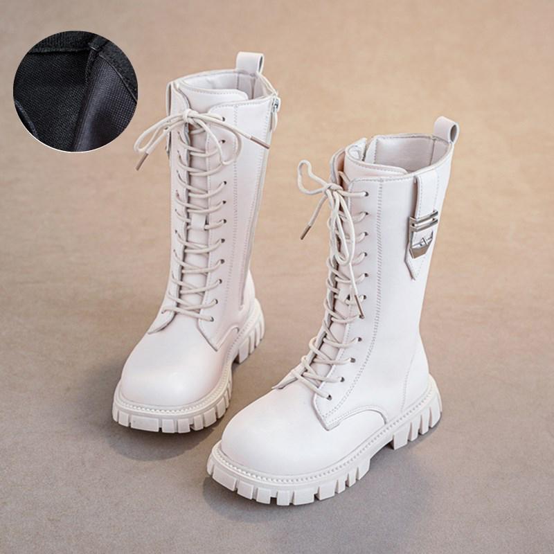 

Элегантные ботинки на молнии для девочек, повседневная мода, четыре сезона, осень, весна, круглый носок, теплые, толстая подошва, шнуровка, удобные детские ботинки со средней подошвой 27