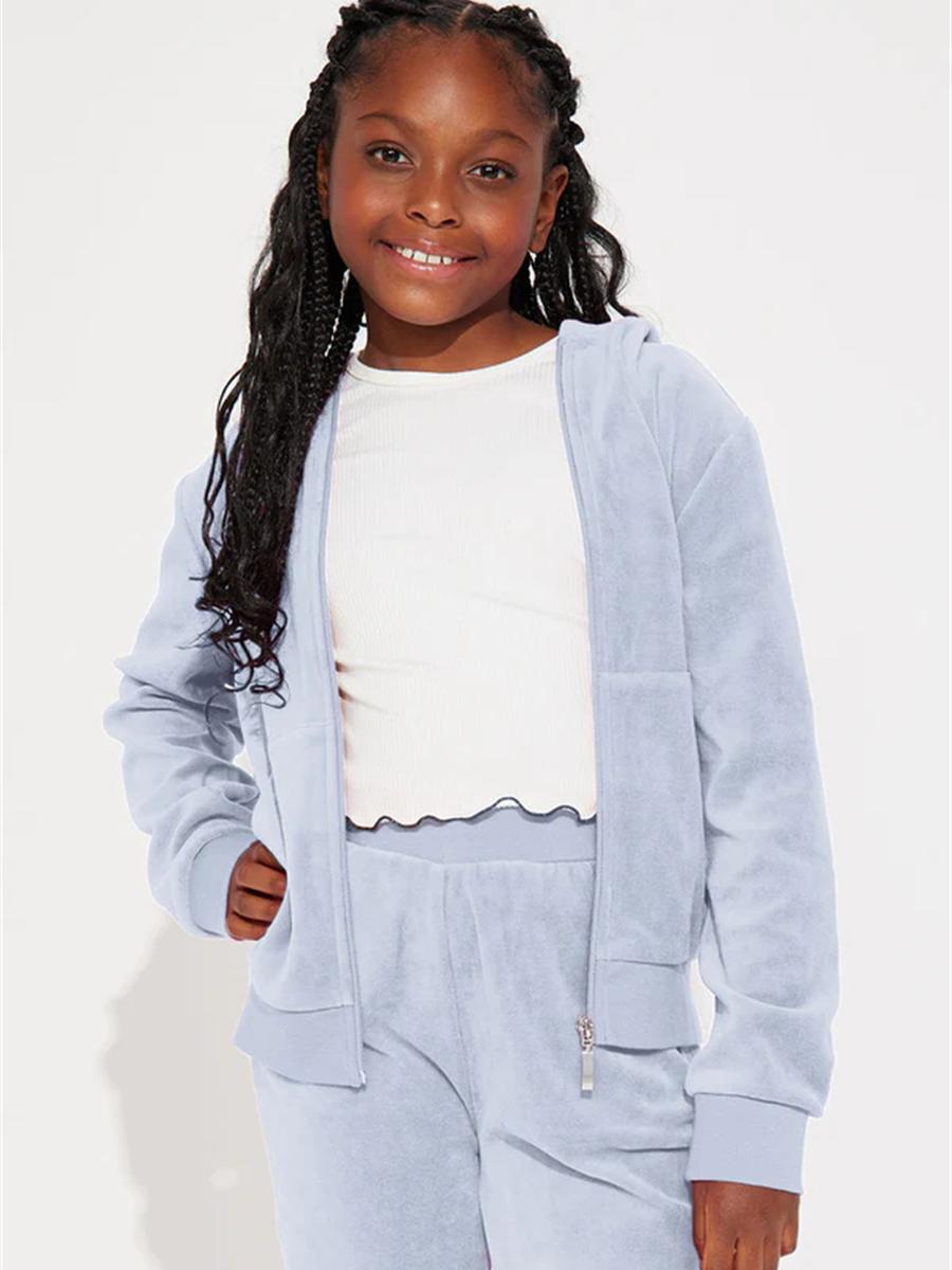

New Kids Casual Outfit Long Sleeve Zip-Up Hoodie Fashion Two Piece Set 160cm