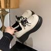 Platform small leather shoes women's new spring black British thick heel muffin autumn and winter retro single shoes