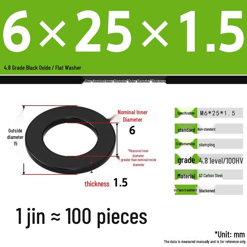 Blackened Enlarged Thickened Metal Washer - M3-M42