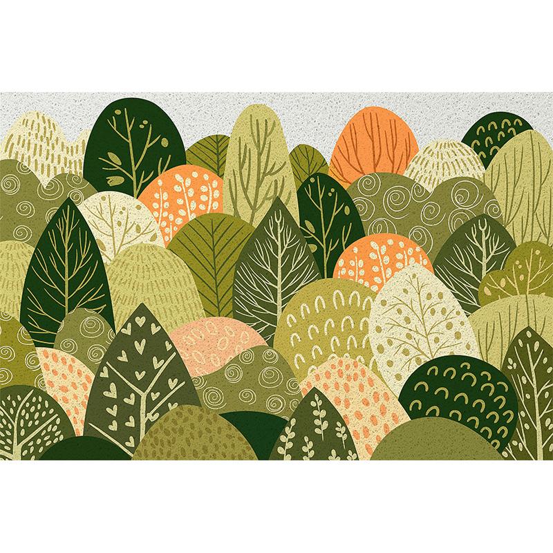 Forest Welcome Mat Entrance Carpet Indoor Outdoor Doormat Low Profile Door Rug Washable Non Slip Rubber Back Low Profile Mat