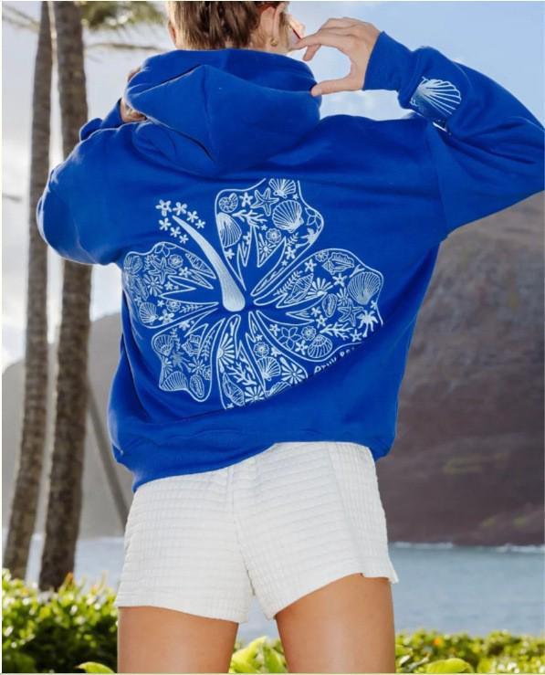 European Size Coconut Wave Embroidery Hoodie with Drop Shoulder Sleeves