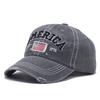 American flag alphabet baseball cap holes washed old hat men's cap