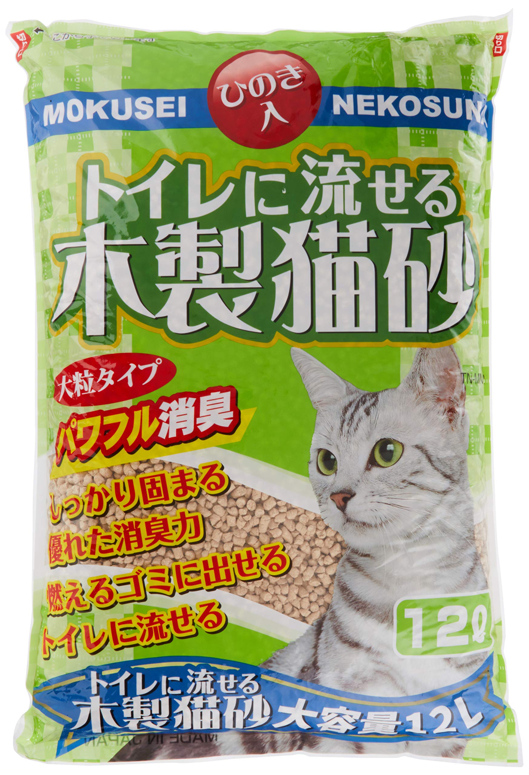 

Hitachi Kako FineCat Смываемый Деревянный Кошачий Большой Мощный Однокомпонентный Наполнитель, Гранулы, Дезодорирующий, 12 л,