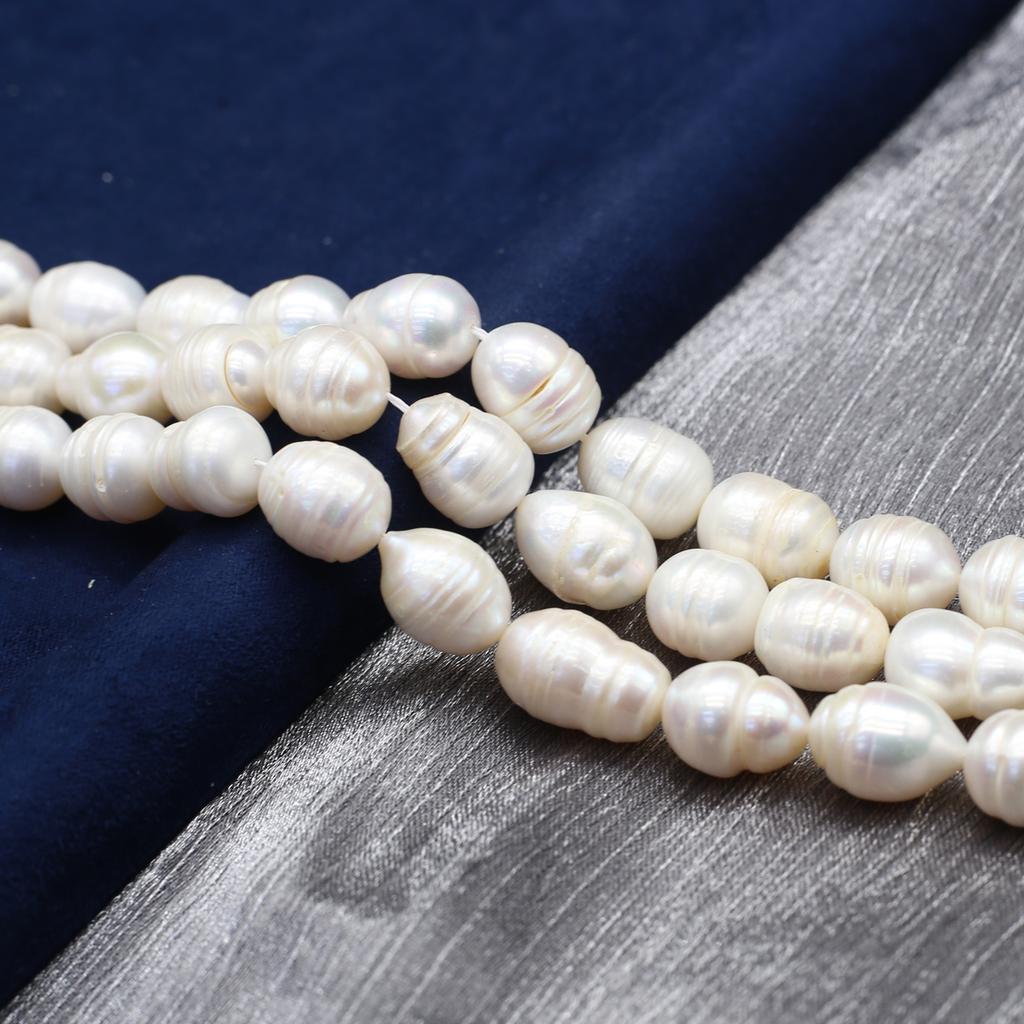 1String, White Natural Freshwater Pearls, Handmade Rice Pearl Beads for Jewelry Making DIY Necklaces, Bracelets Crafts (Beads 10-11mm, Length 36cm)