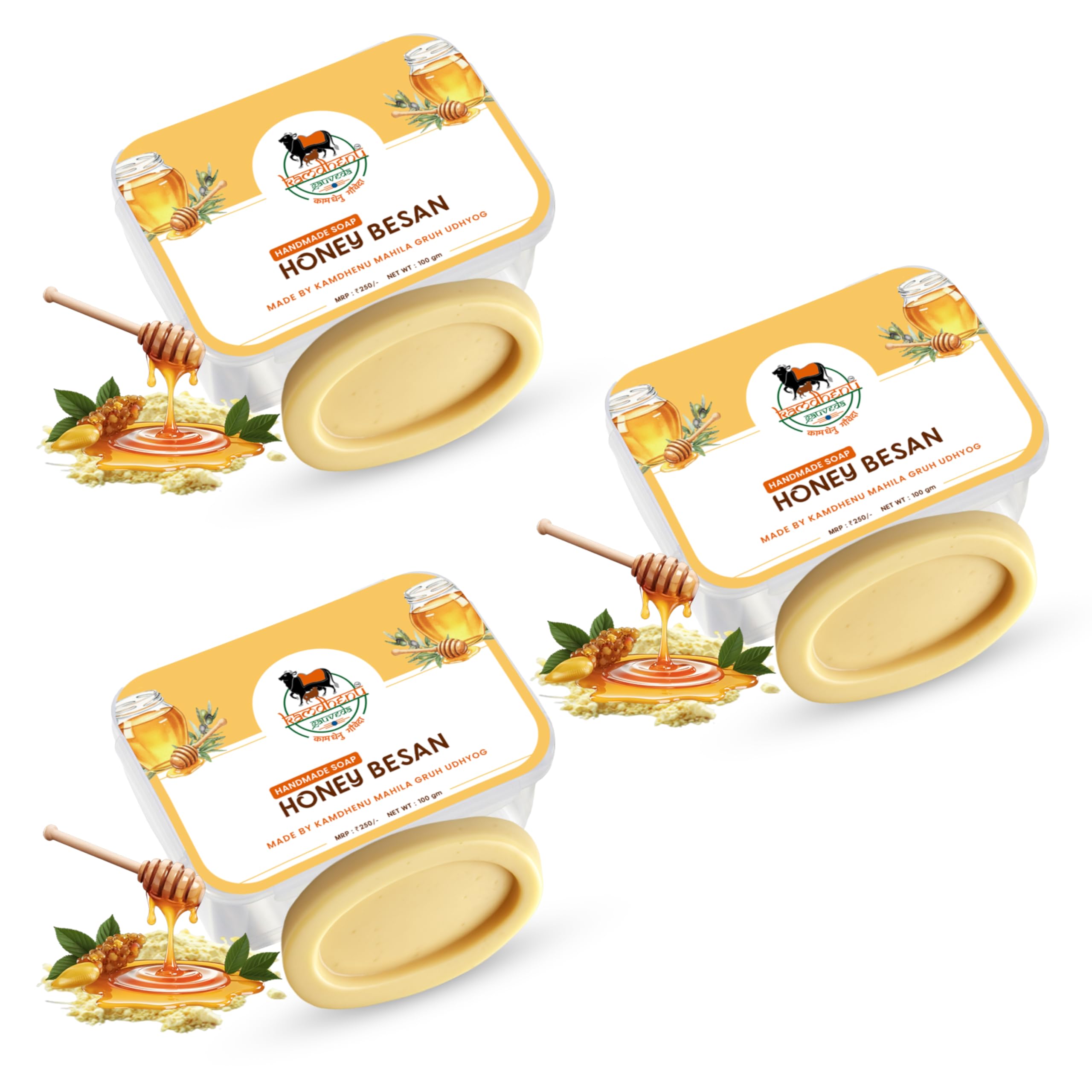 Kamdhenu Gauveda Handmade Soaps For Glowing | Natural Skincare | Paraben Free | Bath Soap | | Skin Brightening Soap For Men & Women | Kamdhenu Mahi