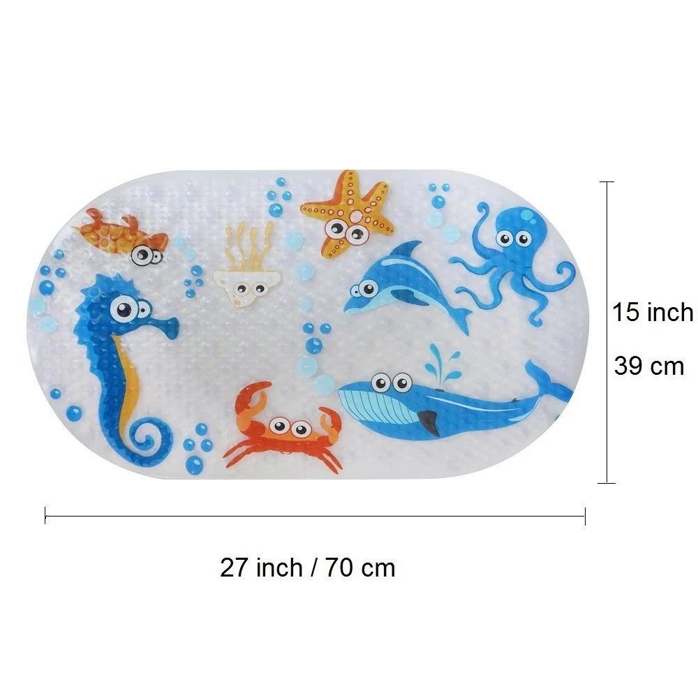 1PC 70x39 Cm Bathroom Carpet Deep Sea Fish Shape Bath Mat Non Slip Shower Mat with Suction Cups for Kids Bathtub Bathroom Rug