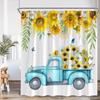 Tende da Doccia Girasole Rustico Giallo Floreale Pianta Arte Vintage Moderno Tessuto in Poliestere Decorazione Tenda Bagno Casa Con Ganci