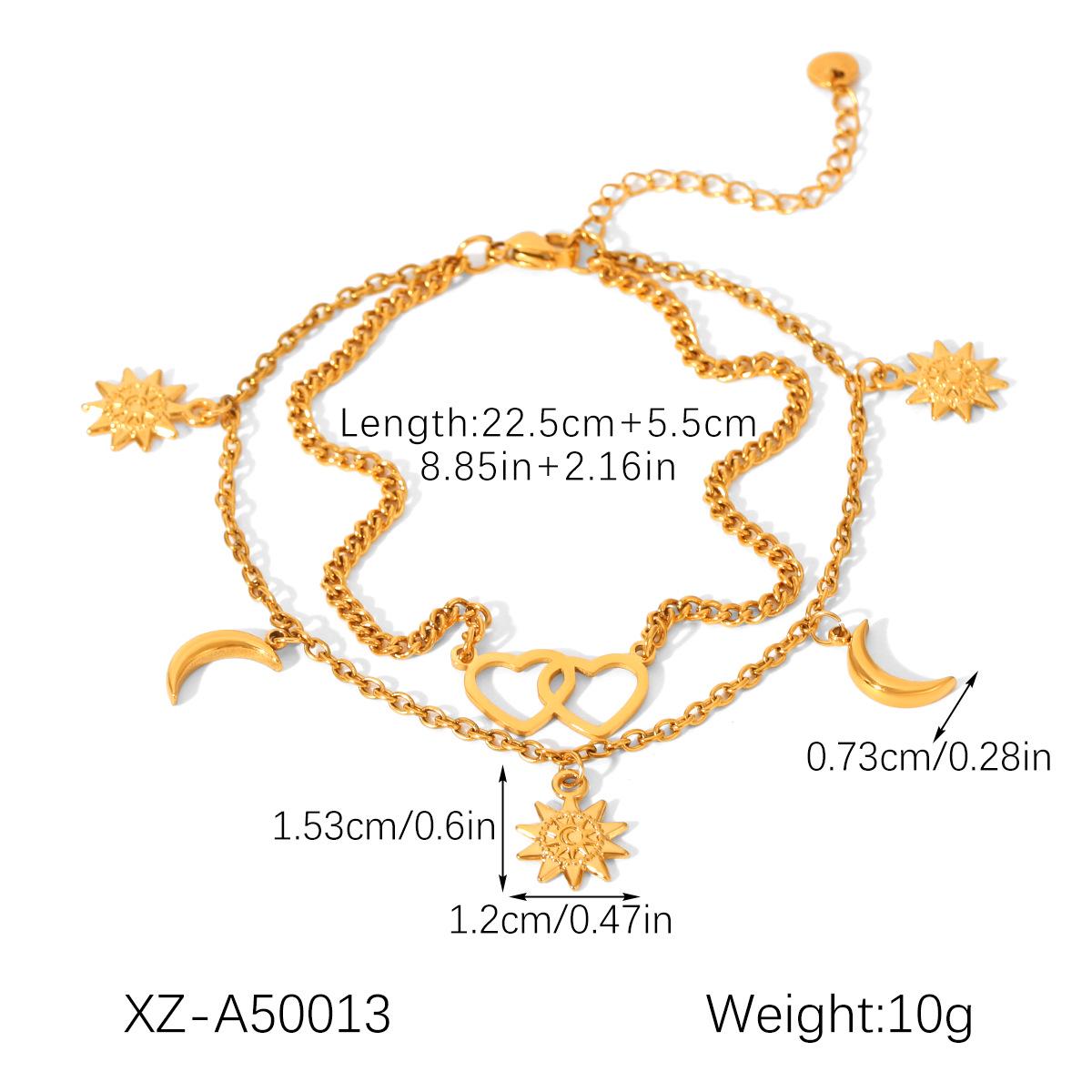 

Европейско-американский минималистичный браслет на ногу из нержавеющей стали с подвеской в виде солнца и луны - сохраняющее цвет украшение на ногу для женщин