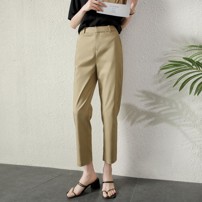 2024 Women's High-Waisted Slim Fit Summer Cigarette Pants - Nine-Point Casual Straight-Leg Design