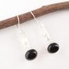 Black Tourmaline Gemstone 925 Stamped Silver Jewelry Handmade Boho Earrings 1.9" EE-168-28