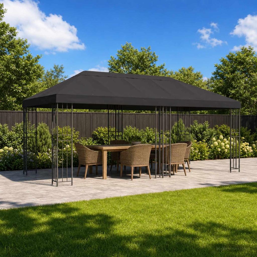 Gazebo with Side Walls 6 x 3 m Anthracite Polyester and Steel