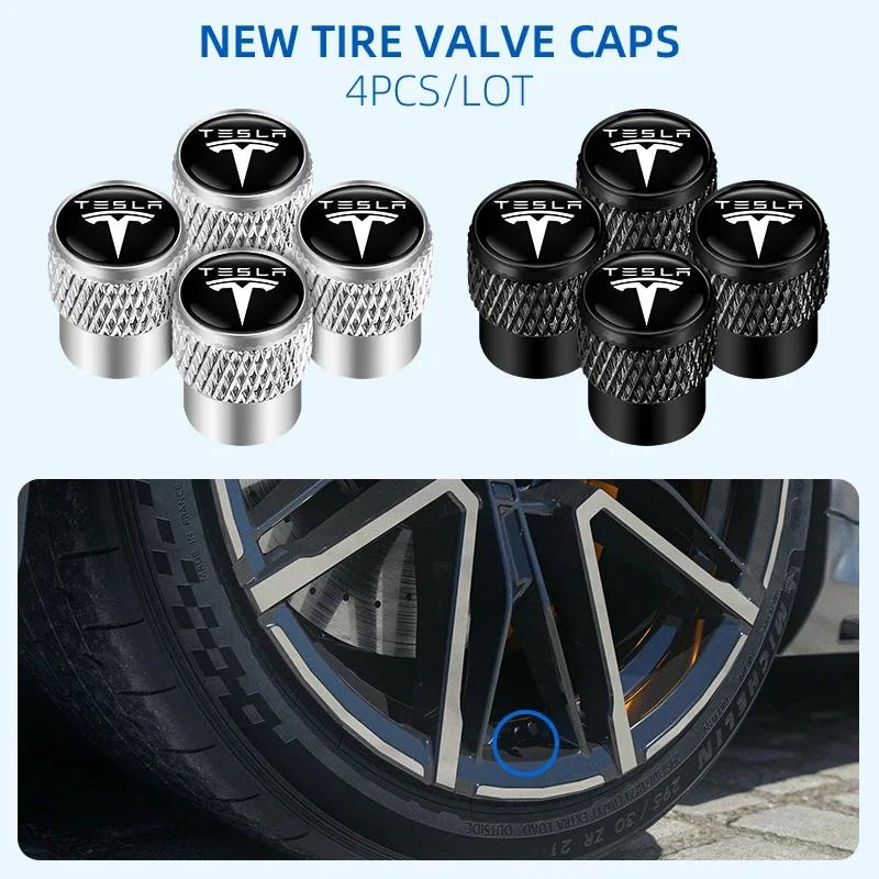 Car Sticker 2025 Hot Automobile  Aluminum Wheel Tire Valve Stem Caps Airtight Covers For Tesla Model 3 Model X Y Style Roadster