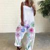 Women Jumpsuit Suspender Design Wide Leg Sleeveless Loose Fit Backless Flower Butterfly Printing Lady Jumpsuit Fashion Outfit