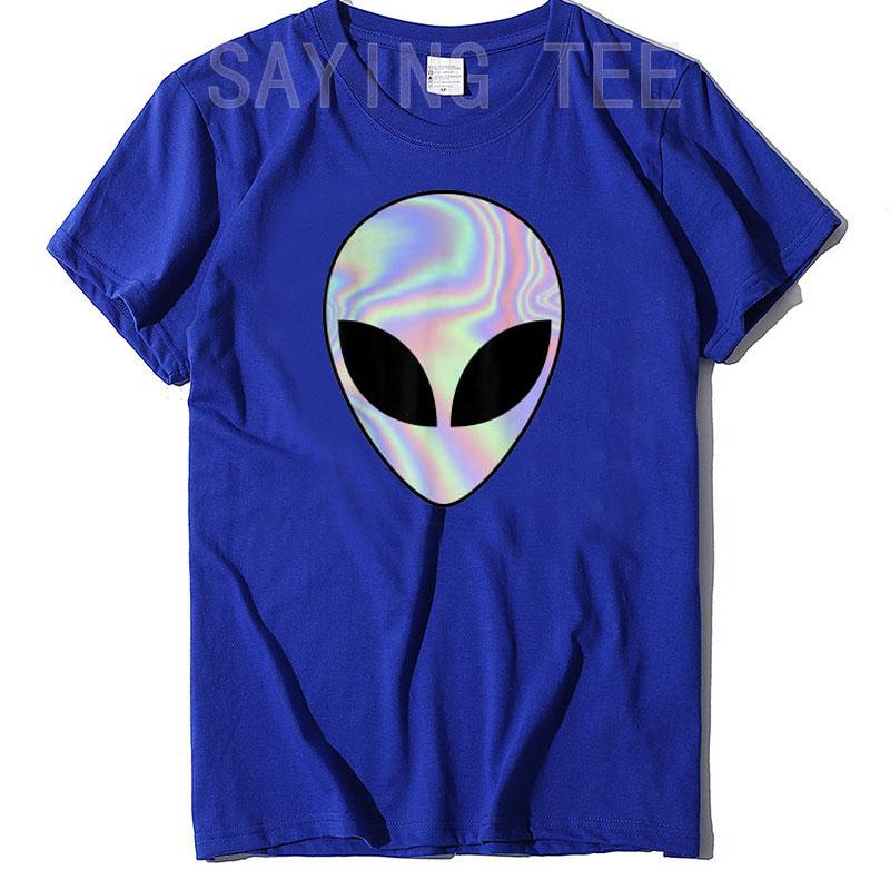 Alien Head TShirt Colorful AlienUfo Rave Tee Y2k Top I Want To Believe Graphic Outfits Funny Believers In Life On Mars Clothes