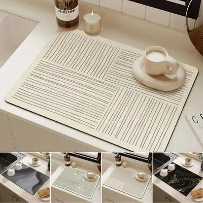 Quick-drying Absorbent Diatomaceous Earth Mat Non-slip Heat-resistant Sink Mat Suitable for Bar Counters Bathroom Fashionable