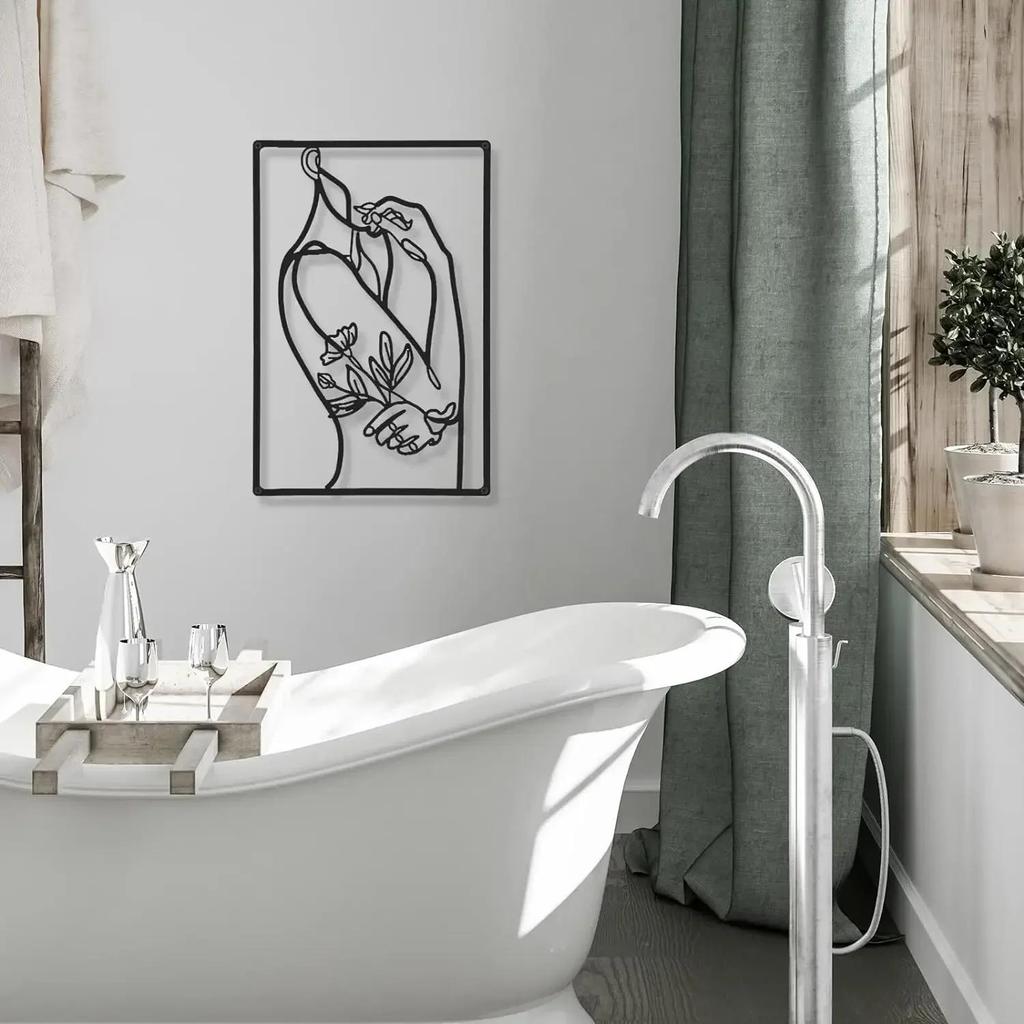 3 Pieces Metal Wall Art Abstract Woman Line Drawing Black Home Decor Living Room Kitchen Bathroom Gift