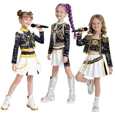 Kpop Hunters Kostium Cosplay na Scenę dla Dzieci Dziewczynek Anime Hunters Strój Cosplay Peruka Garnitur Kostium na Imprezę Halloweenową Roleplay