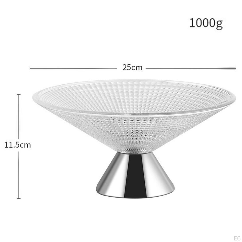 Bol en Verre Décoratif Panier à Fruits sur Pied, Socle pour Plan de Travail de Cuisine, Verre