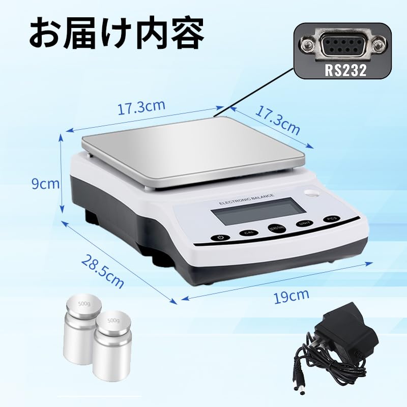 IVINS Lab 6000g X Electronic Analytical Balance Precision Digital Scale For and Kitchen Use Includes Calibration Weights RS232 Port Digital Scale,