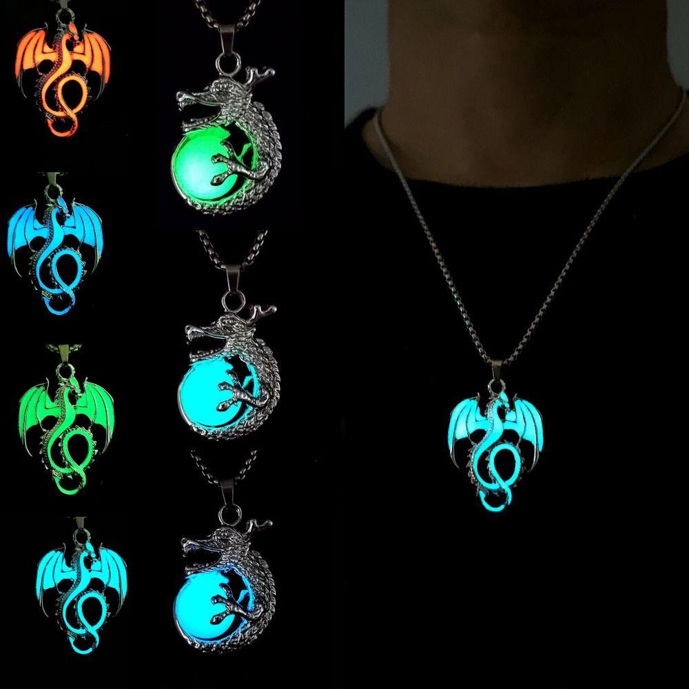 Stainless Steel Luminous Pendant Necklace Punk Style Hip Hop Neck Chains  Halloween