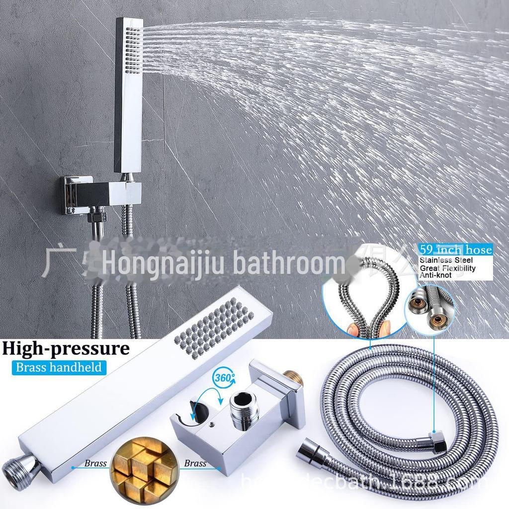 12-inch LED Rain Shower System with 6 Sprayers & Constant Temperature Control