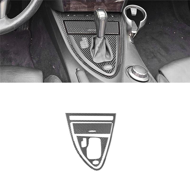 For BMW 6 Series E63 E64 2004-2010 Carbon Fiber Car Gear Shift Frame Cover Trim Interior Accessories