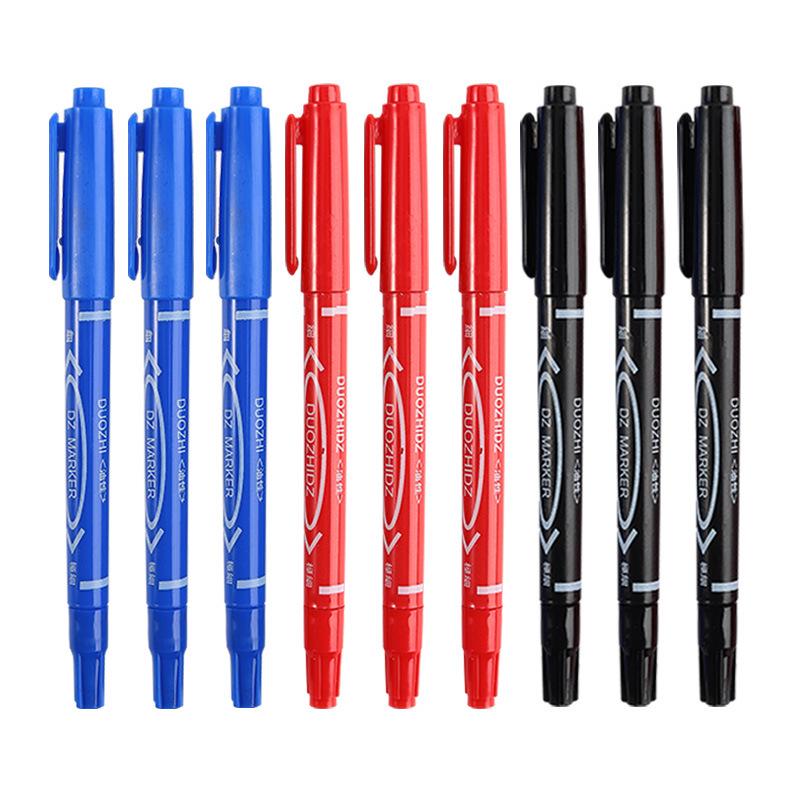 Small Double-Ended Black Oil-Based Marker Pen for Art - Fine and Thick Tips