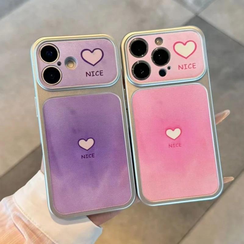 Ins Pink and Purple Smudge Love Applies To iPhone17 Electroplated Mobile Phone Case Apple 16 Large Windows 15/14 Personality 13