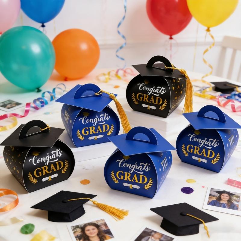 Unique Graduation Present Box Collection Stylish Color Treat Box Table Decoration For Awards And Souvenir