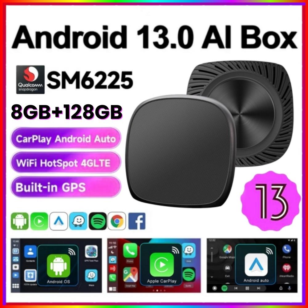 

8 ГБ 128 ГБ Новый Android 13 Smart CarPlay Ai Box Проводной к Беспроводной CarPlay Беспроводной Android Auto Для Netflix Для YouTube GPS 5GWiFi