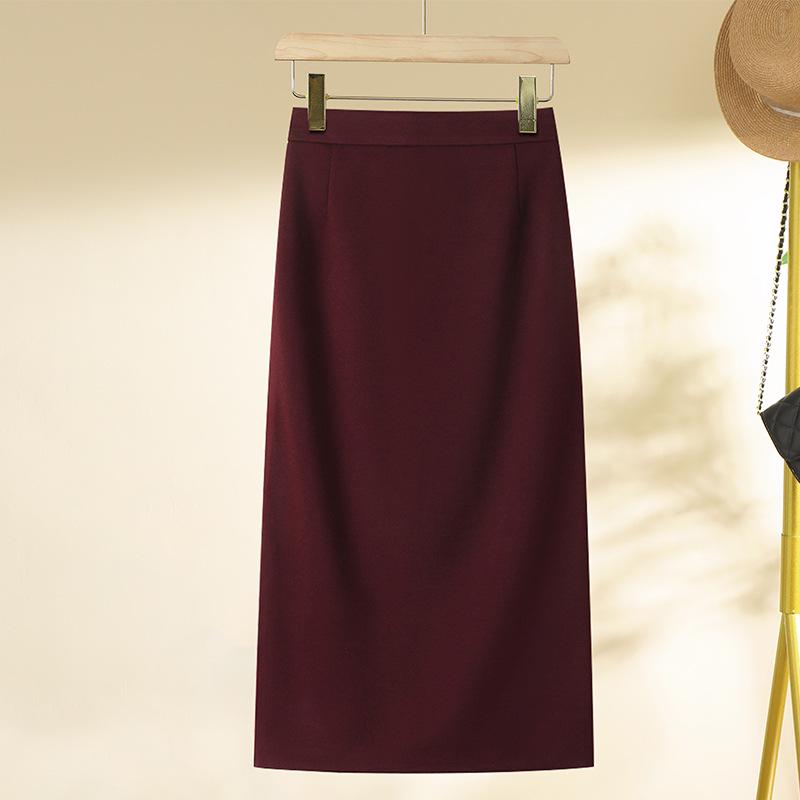 

Women s Coffee High Waist A-Line Mid-Length Skirt - Autumn/Winter 2024 Slimming Through-the-Knee Skirt XXL【for 125-135 jin】