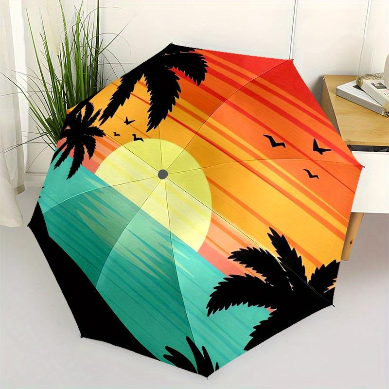 1pc Sunset Palm Trees Themed High-quality Umbrella,Automatic Opening and Closing Umbrella,Multi-functional Umbrella G0811203