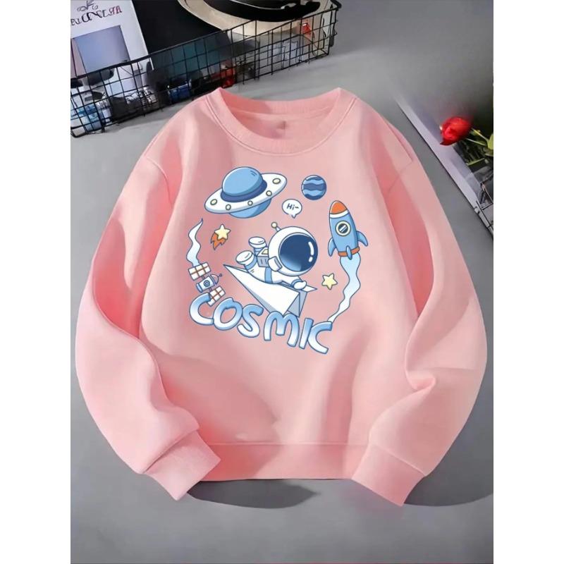 Taglie Europee Felpa Girocollo alla Moda per Bambine, Stile Western Manica Lunga Casual Multicolore