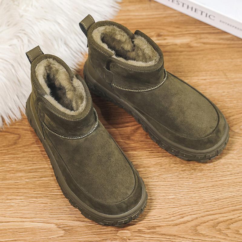 Tire Thick-soled All-wool Snow Boots Short Tube New Winter Fur Integrated Thickened Warm Cotton Shoes