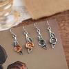 Two-Tone Silver & Copper Flower Leaf Drop Earrings Handmade Nature Inspired Floral Dangle Earrings Women Vintage Bohemian Jewelry
