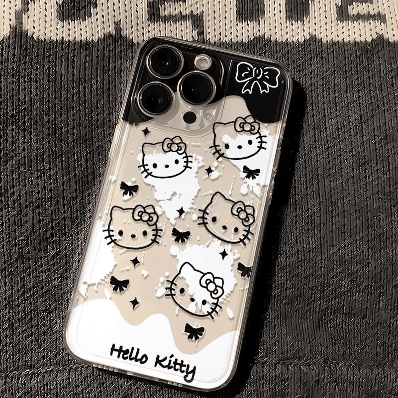 

Black & White Hello Kitty Case for iPhone 13, 15, 16, & 17 Pro Max - Cute & Simple Design iPhone 13
