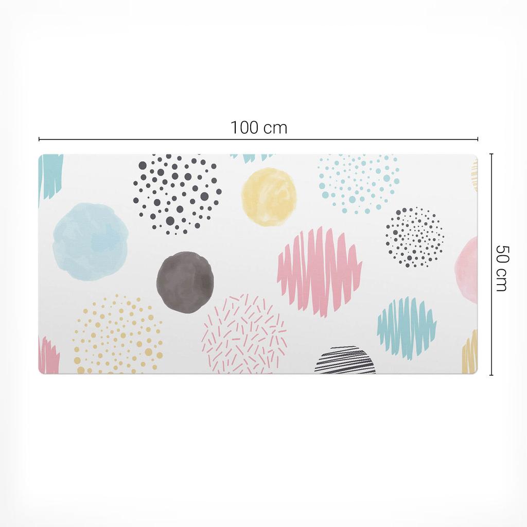 Antypoślizgowa Mata Na Biurko Z Grafiką Kolorowe Kółka I Wzory 100X50 Cm