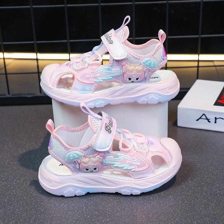 Girls' Closed-Toe Sandals Summer New Style for Young Girls and Toddlers, Soft Sole Versatile Student Shoes