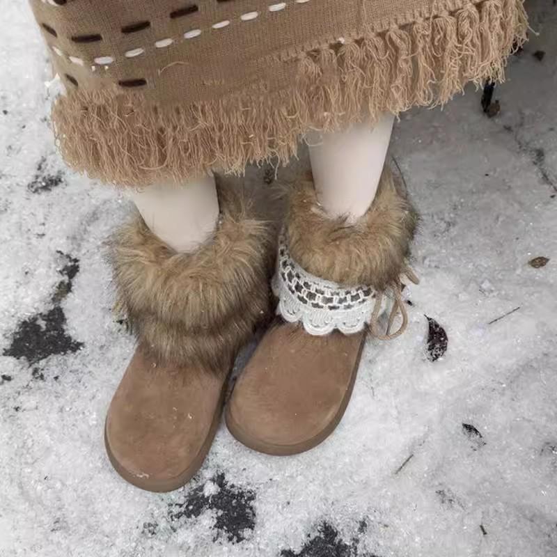 Northeast Millennium Wind Snow Boots Women's Autumn and Winter 2025 New Thickened Height Increase Fleece Warm Sleeve Cotton Shoes Women