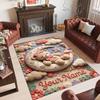 Teddy Bear Theme Crystal Velvet Rug Personalized Custom Name Text Soft Floor Mat Home Decor